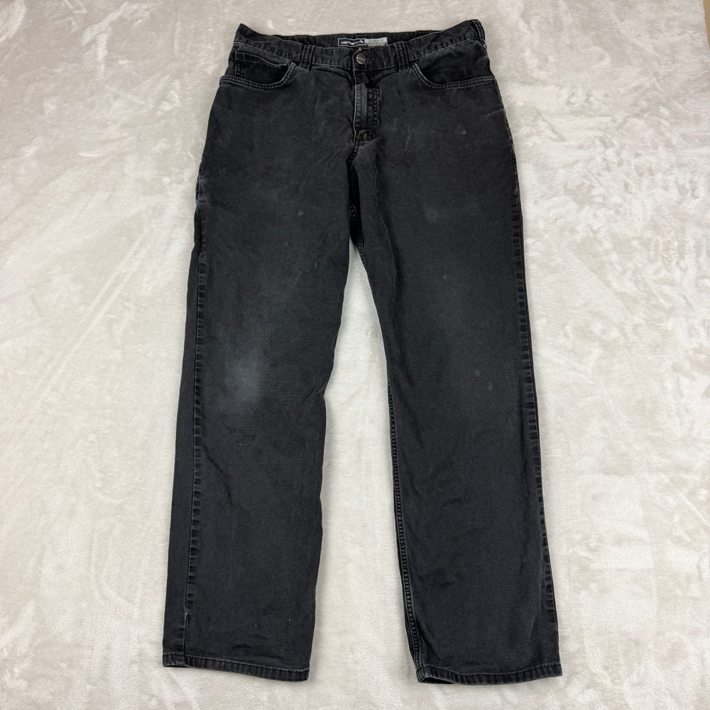Carhartt Work Pants Mens 34x32 (Fit 33x29) Black Relax Flex Canvas Grunge BN2517